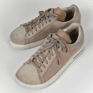 Birkenstock Bend Low Canvas Suede Sandcastle Cork Sole Beige Sneakers US8 UK5.5
